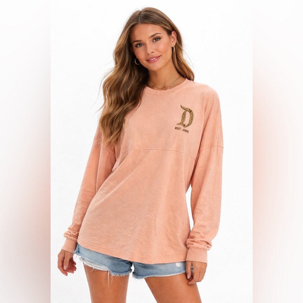 Disney Parks Oversized Long Sleeve Spirit Jersey Streetwear Y2K Soft Top Sz L